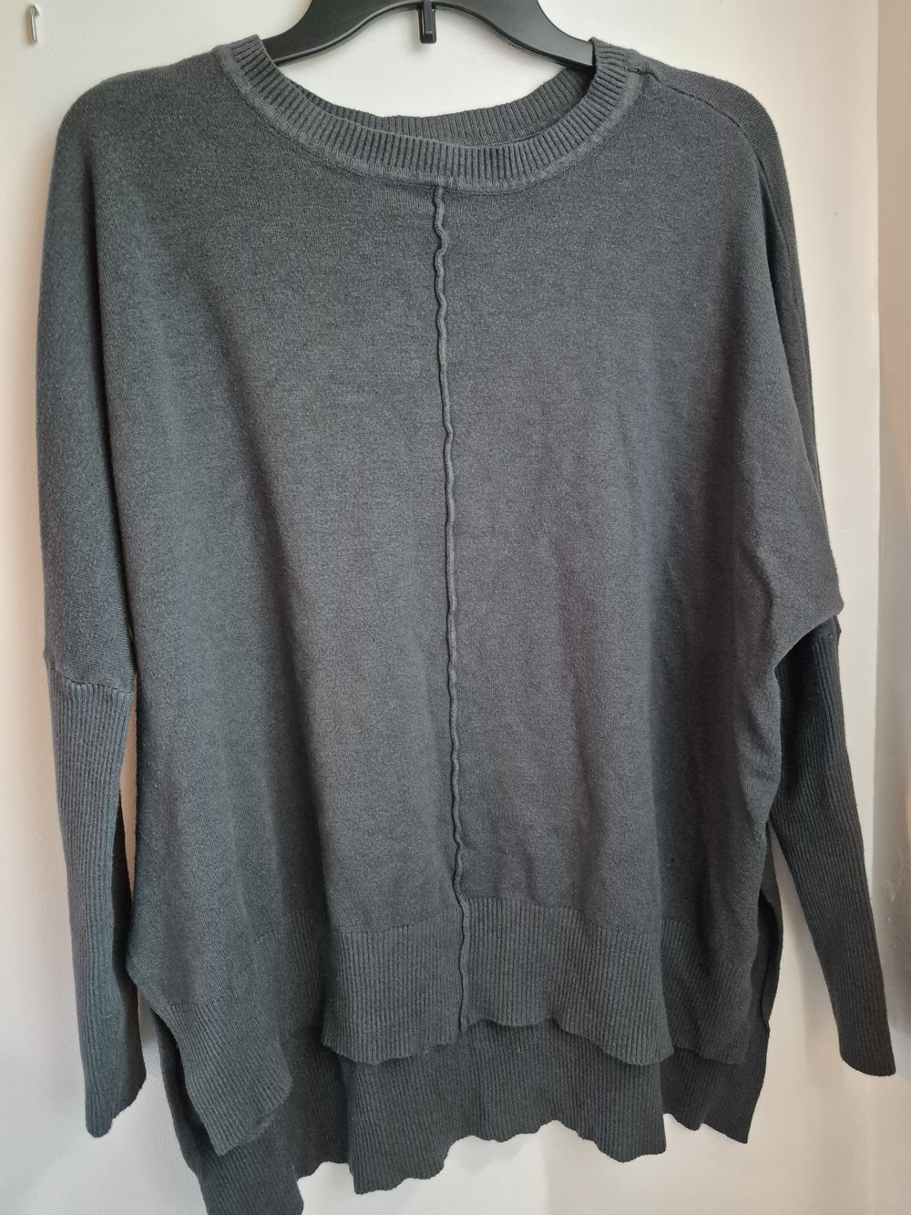 Main Strip Dark Green Crewneck Sweater with Center Seam